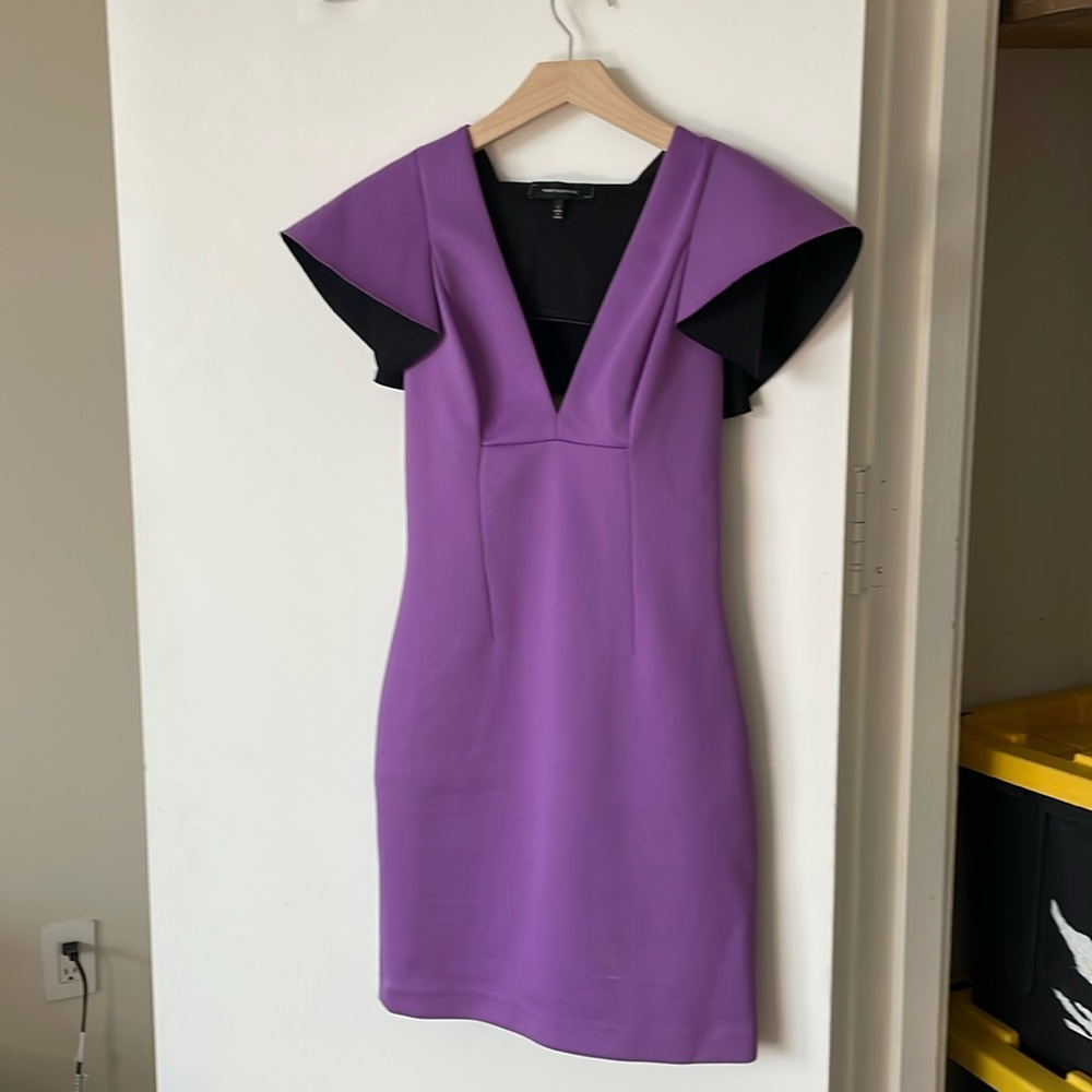 Robert Rodriguez Purple & Black Midi Dress